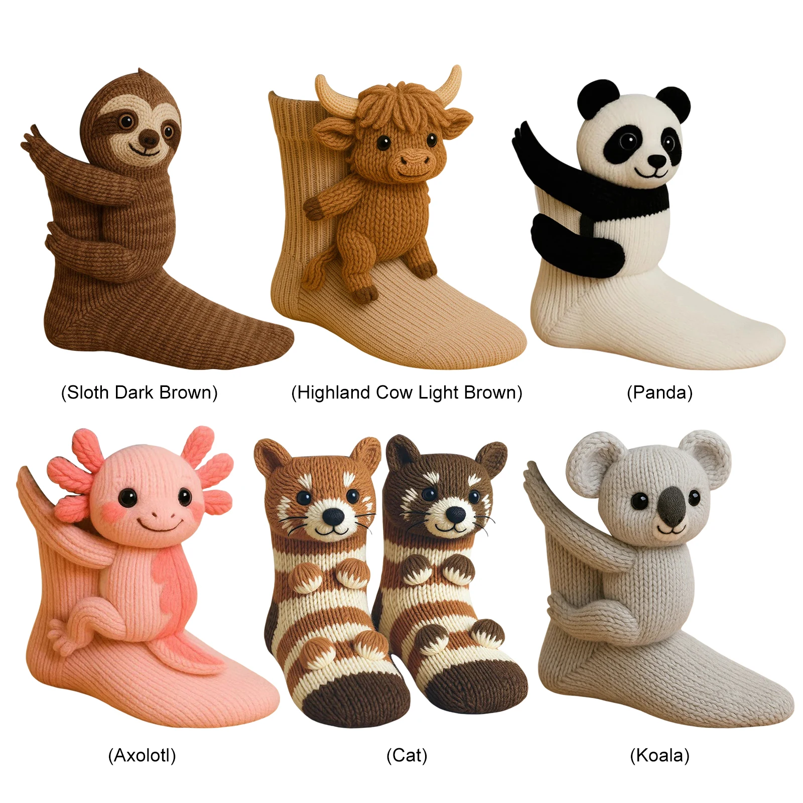 1 Pair Crochet Animal Slipper Socks Handmade 3D Knitted Thermal Boot Socks Cotton Home Sleeping Socks for Women Girl Xmas Gifts