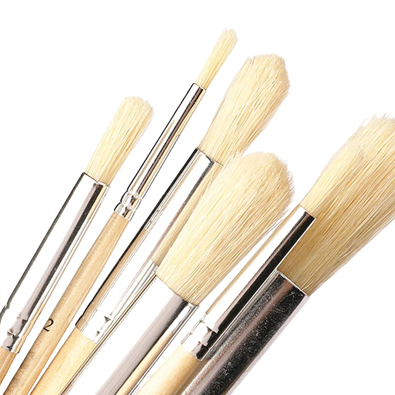 Schweinehaar-Pinsel-Set 6-tlg. – 20–45 Mm, Für Kreidefarbe, Holz & Möbel, Mit Holzgriff