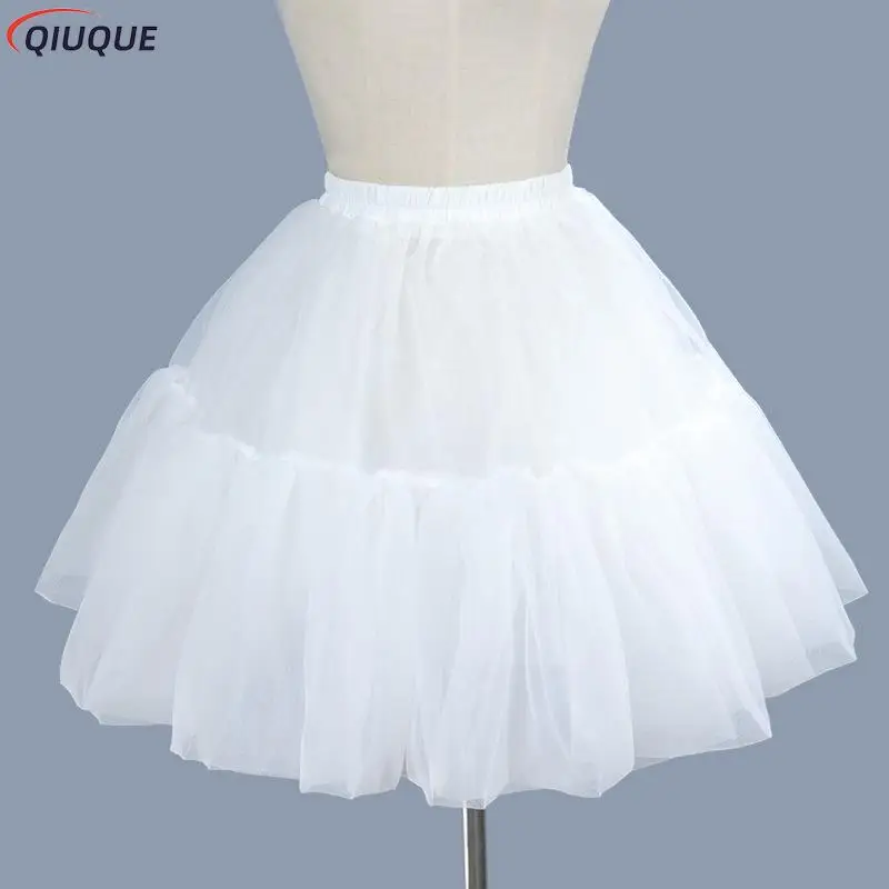 

High Quality Women Bridal Multi Layered White Mesh Lolita Short Petticoat Tutu Skirt Princess Sweet Bustle Wedding Underskirt