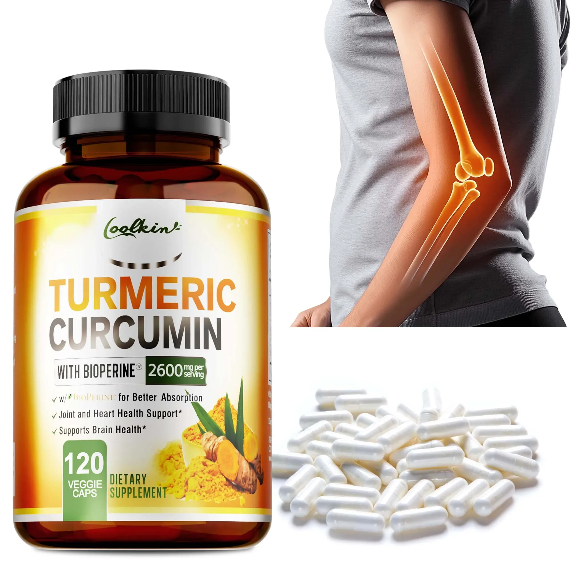 Turmeric Curcumin Capsules with Black Pepper Helps Joint Antioxidant & Immune System Anti-Inflammatory turmeric curcumin capsules