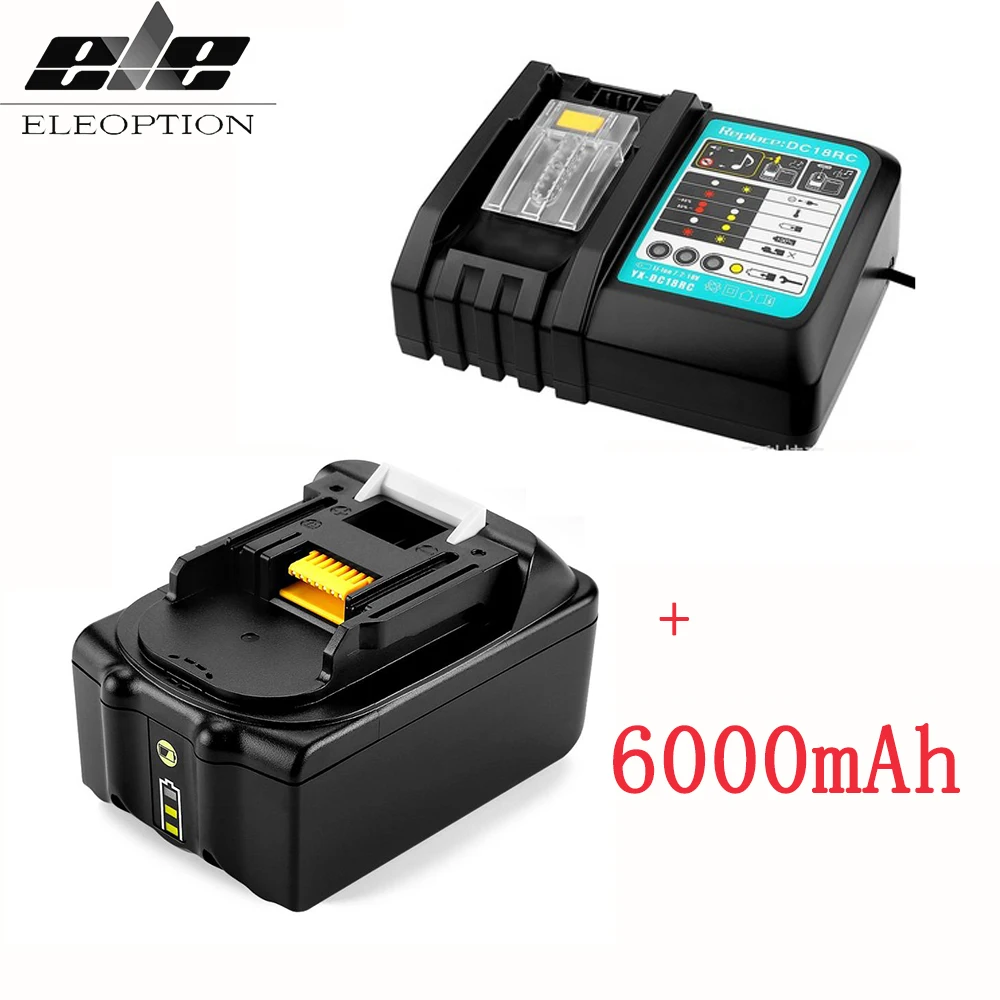 Power Tool Battery 6000mAh Lithium For Makita 18V BL1860B BL1860 BL1840 BL1850 BL1830 BL1820 BL1815 194205-3 194205-5 bcl180 LXT400