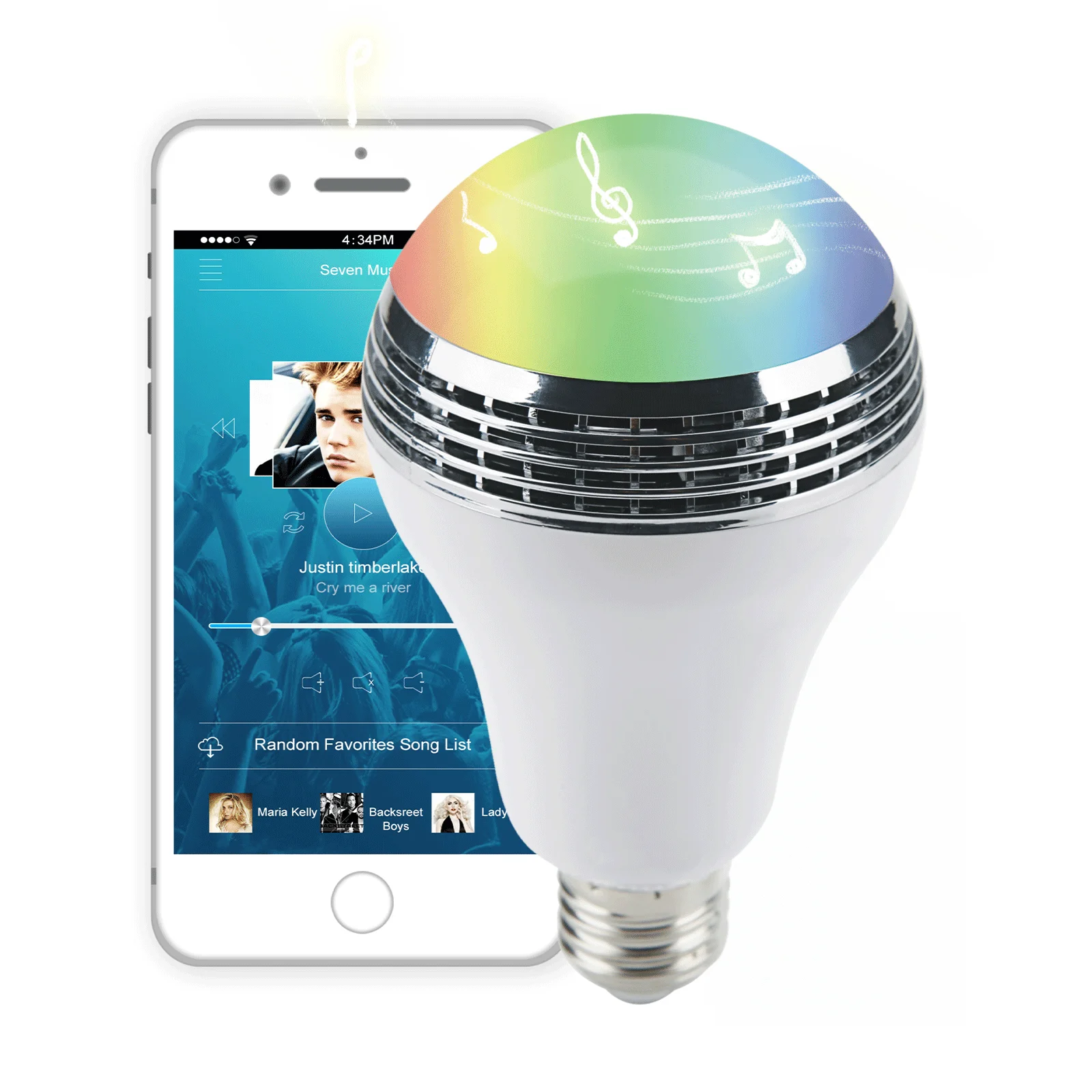 รูปสินค้า หลอดไฟ RGB บลูทูธ ปรับสีได้ รีโมทควบคุม ห้องน้ำ ห้องนอน งานปาร์ตี้