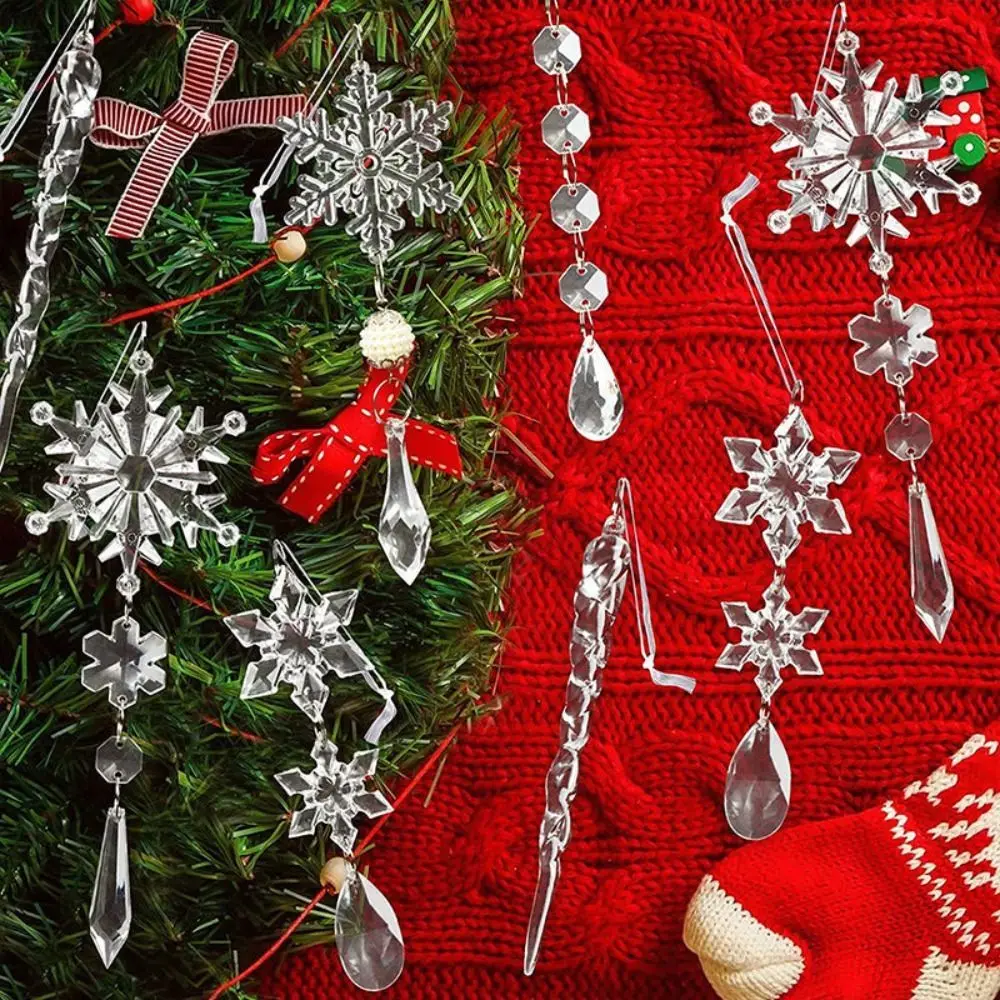 Acrylic Christmas Decoration New Snow Ice Strip Christmas Tree Pendants Decoration Tool Christmas