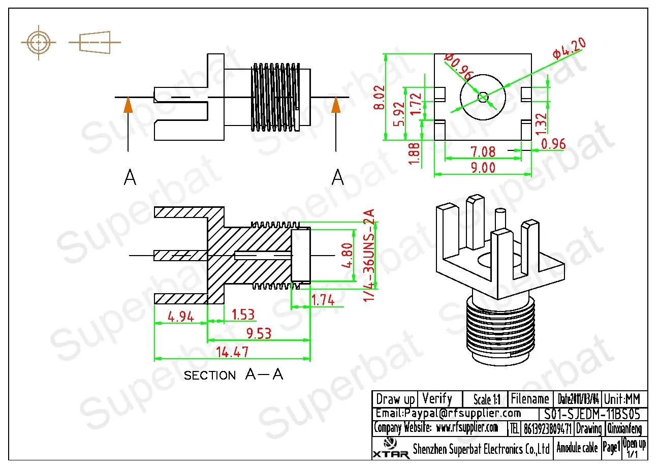 SMA Female RF Coaxial Connectors for Electronic Components