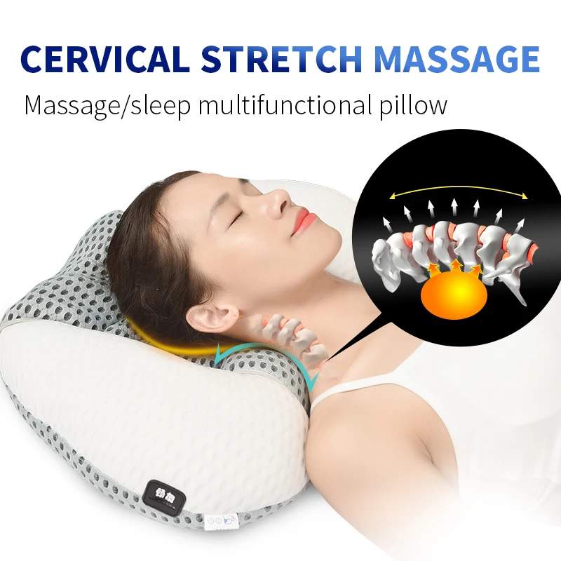 Zdravotní potřeby Přenosný černý elektrický relaxační masážní polštář Shiatsu ve tvaru U_voghion.com