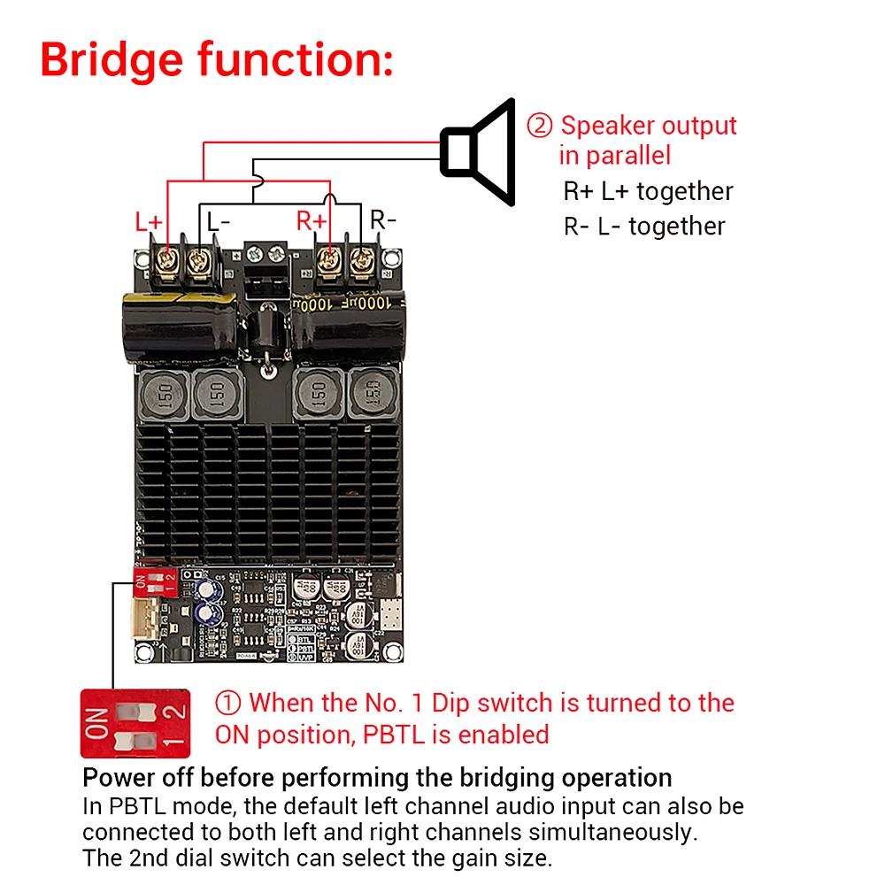ZK-2001 DC10-30V Pure Post Amplifier Board Dual Channel 100W+100W