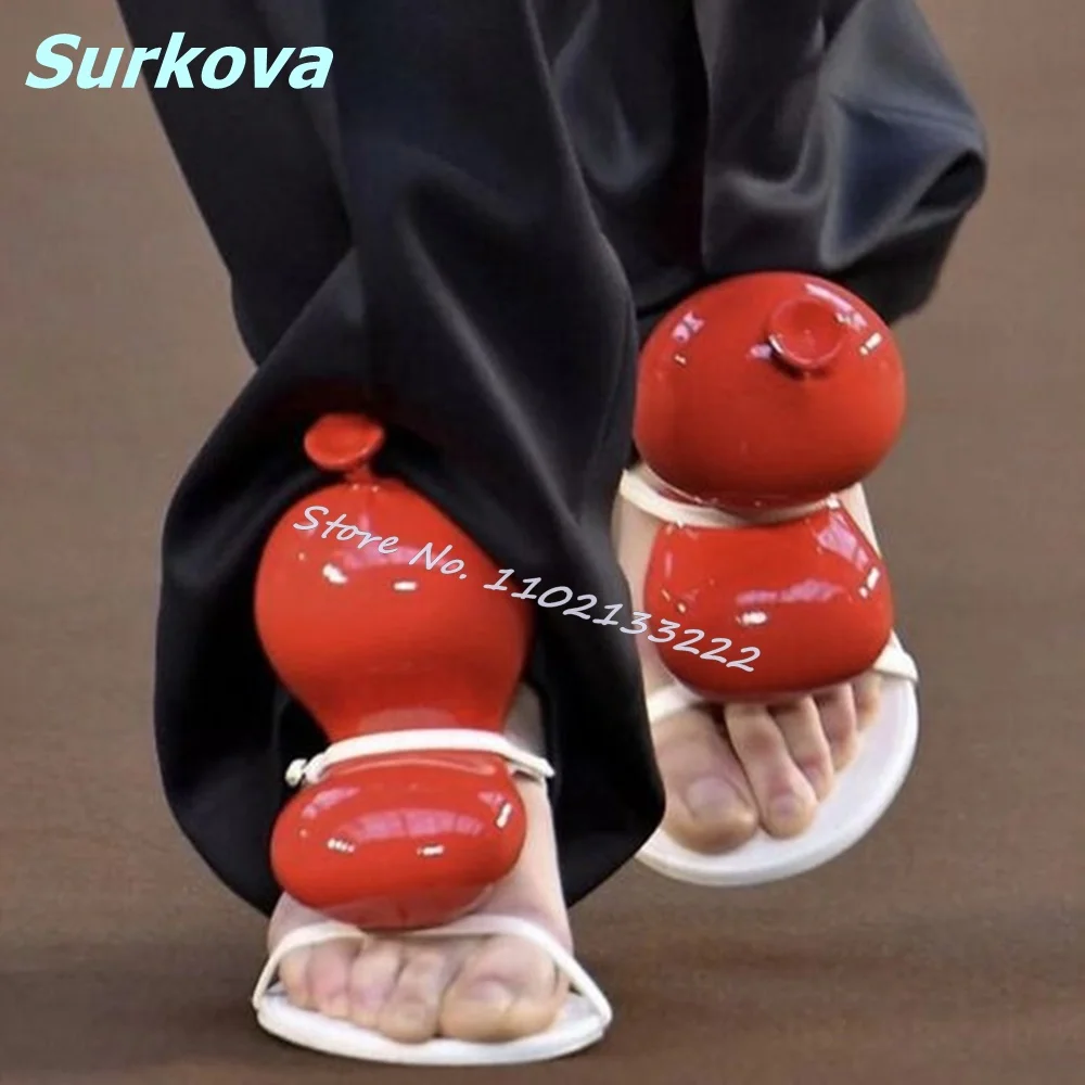 

Balloon Embellished Mordern Sandals Open Toe Thin High Heels 2024 Newest Summer Fashion Women Shoes Catwalk Party Dress Stiletto
