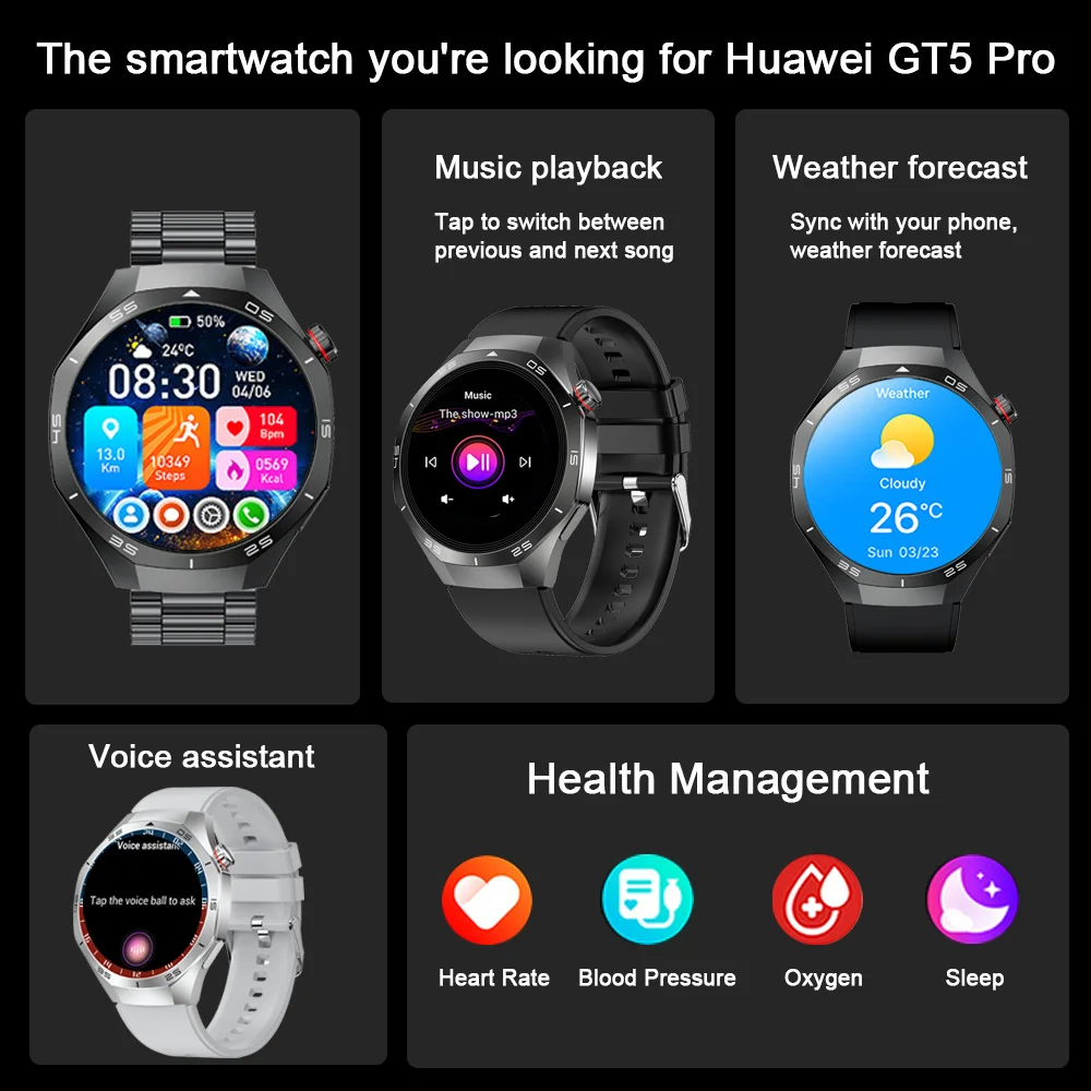 Outdoor Sports Smartwatch Men Bluetooth Call NFC Heart Rate Waterproof Message Alert Music Weather Smartwatch For Android iOS