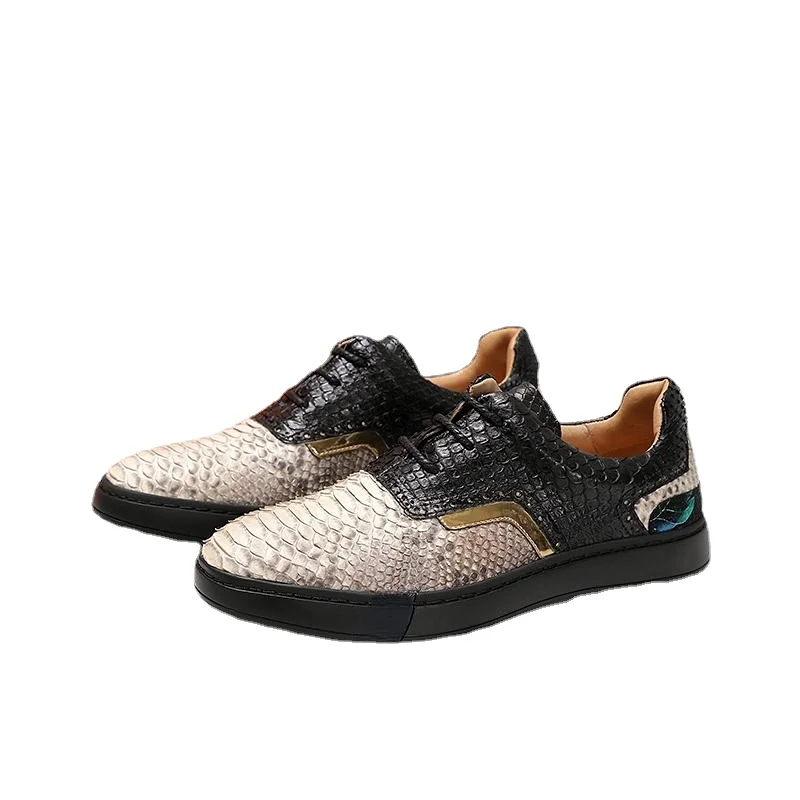 

Snake Skin Manual Sewing Men Shoes New Fashion Daily Casual Leather Skate Shoes South Africa Authentic Python Leather Shoes Men