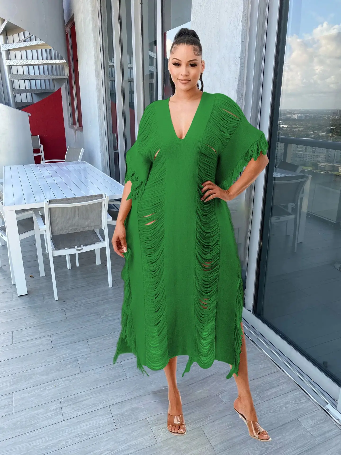 

Летние сексуальные вязаные свободные прямые прозрачные платья макси с дырками и кисточками для женщин осенние вечерние туники для ночного клуба выпускного вечера платья