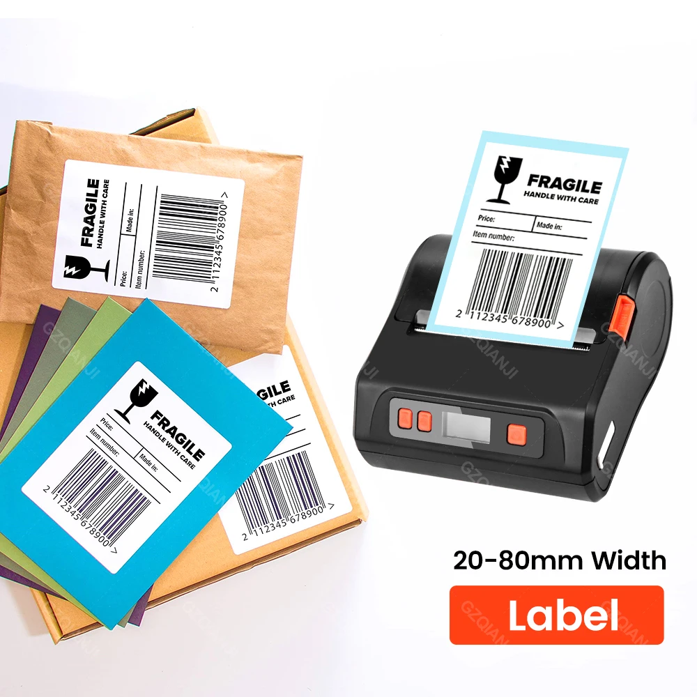 80mm Label Printer Receipt Printer 2 in 1 Portable Bluetooth Wireless Mini Thermal Sticker Printer For Retail Stores Supermarket