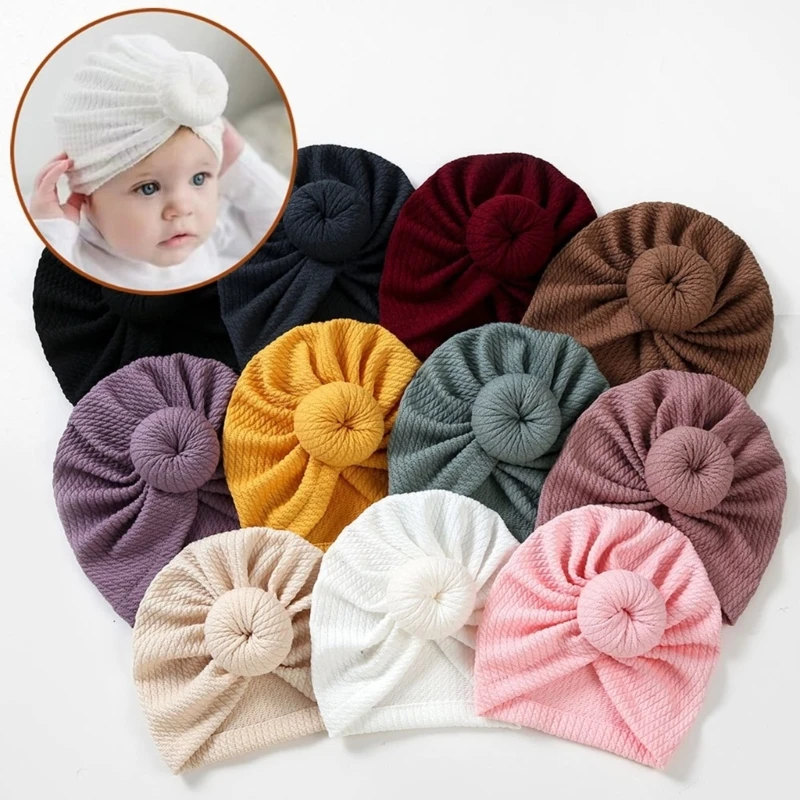 

New Knitted Baby Bow Knotted Turban Hat Soft Solid Color Newborn Beanie Caps for 0-3 Years Baby Boys Girls Hospital Hat Headwrap