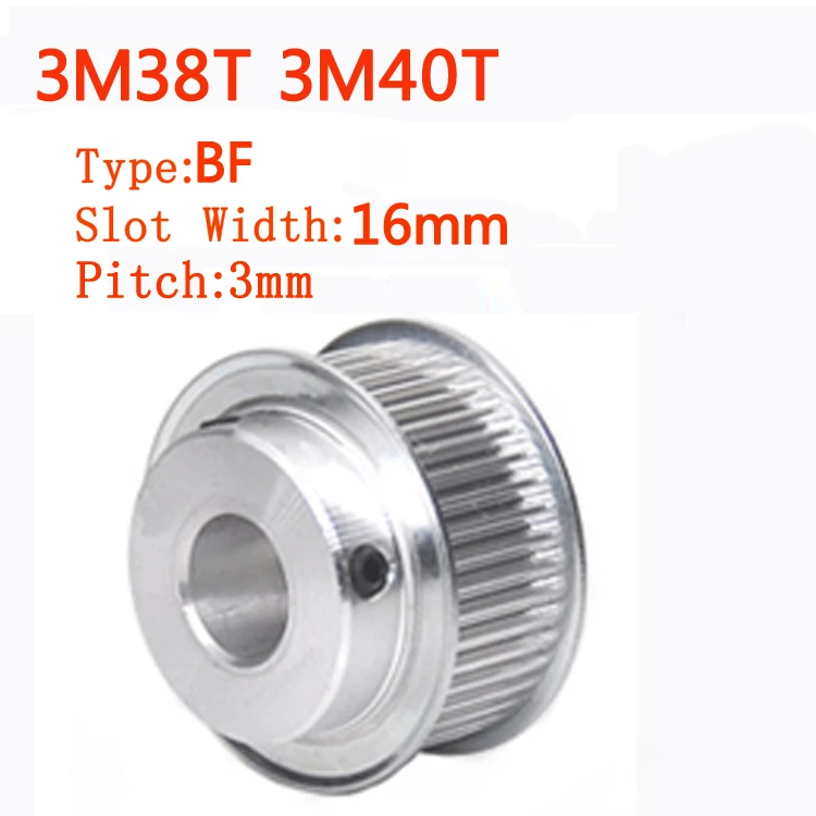 3M40T, Bore:20mm 3M 40T Pitch 3mm Tooth Width 16mm Timing Belt Pulley Synchronous Wheel Gear 20mm Bore