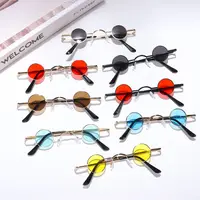 Small Round Rock Punk Sunglasses for Women Men Ultra Metal Frame Hip Hop Sun Glasses Candy Color Fashion Shades Driving Eyewear