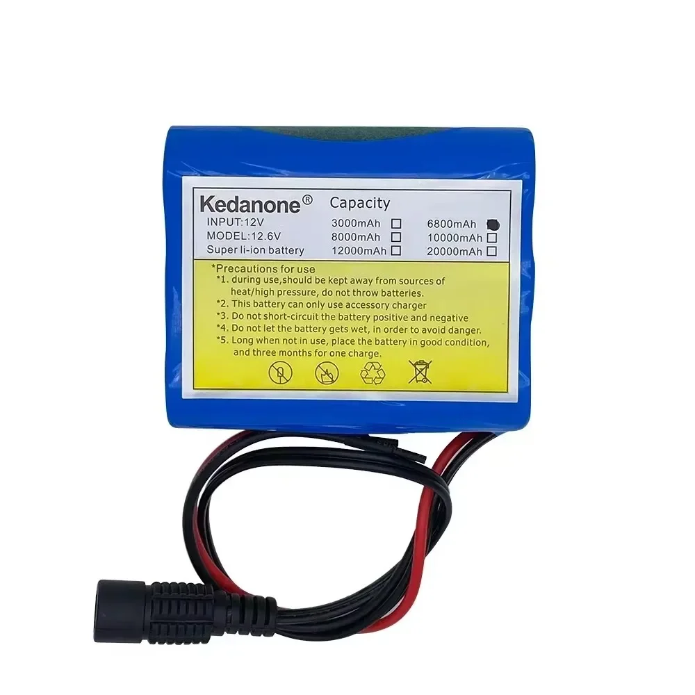 Nuova Batteria agli Ioni di Litio 18650 12V 6800mAh 6.8 Ah Ricaricabile con Scheda di Protezione BMS + Caricabatterie 12.6V - immagine 2