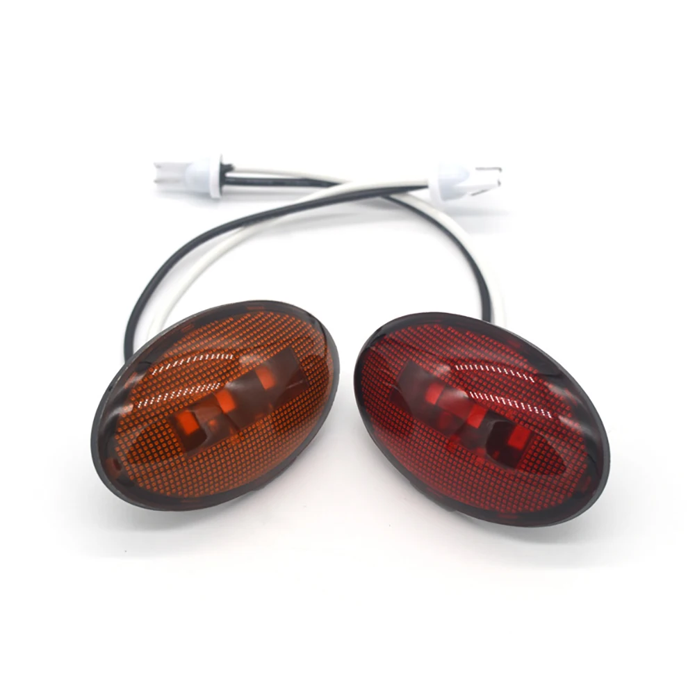 

2PCS 3LED 12V 24V Auto Small Oval Trailer Red Yellow Wagons Side Marker Indicator Trailer Light Rear Side Lamp Truck Accessories