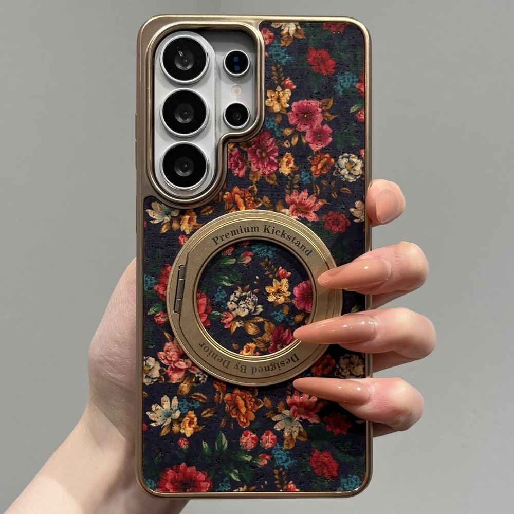 Ultra Plating 360° Rotation Alloy Bracket PU Leather Magnetic Case - Premium Hard Cover