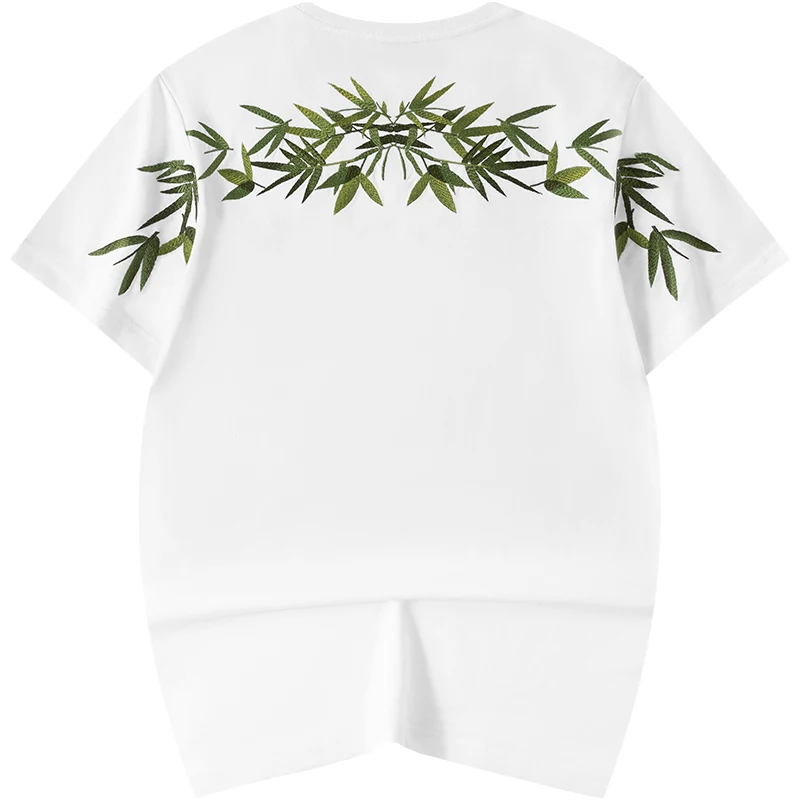 

Harajuku T Shirt Men Bamboo Embroidery T Shirt Cotton Casual Chinese Tee Shirt Short Sleeve Designer Summer Tops High Quality