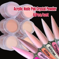 6Jars/set Professional Nude Pink Crystal Powder 3IN1 Pink Acrylic Powder Extension/Carving/Dipping Manicure Crystal Powder &*& 1