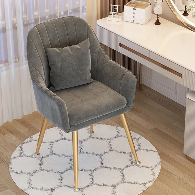 Silla de maquillaje para escritorio de libros, Sillas de comedor de lujo  nórdicas, taburete de tocador de ocio, Sillas de manicura para dormitorio -  AliExpress