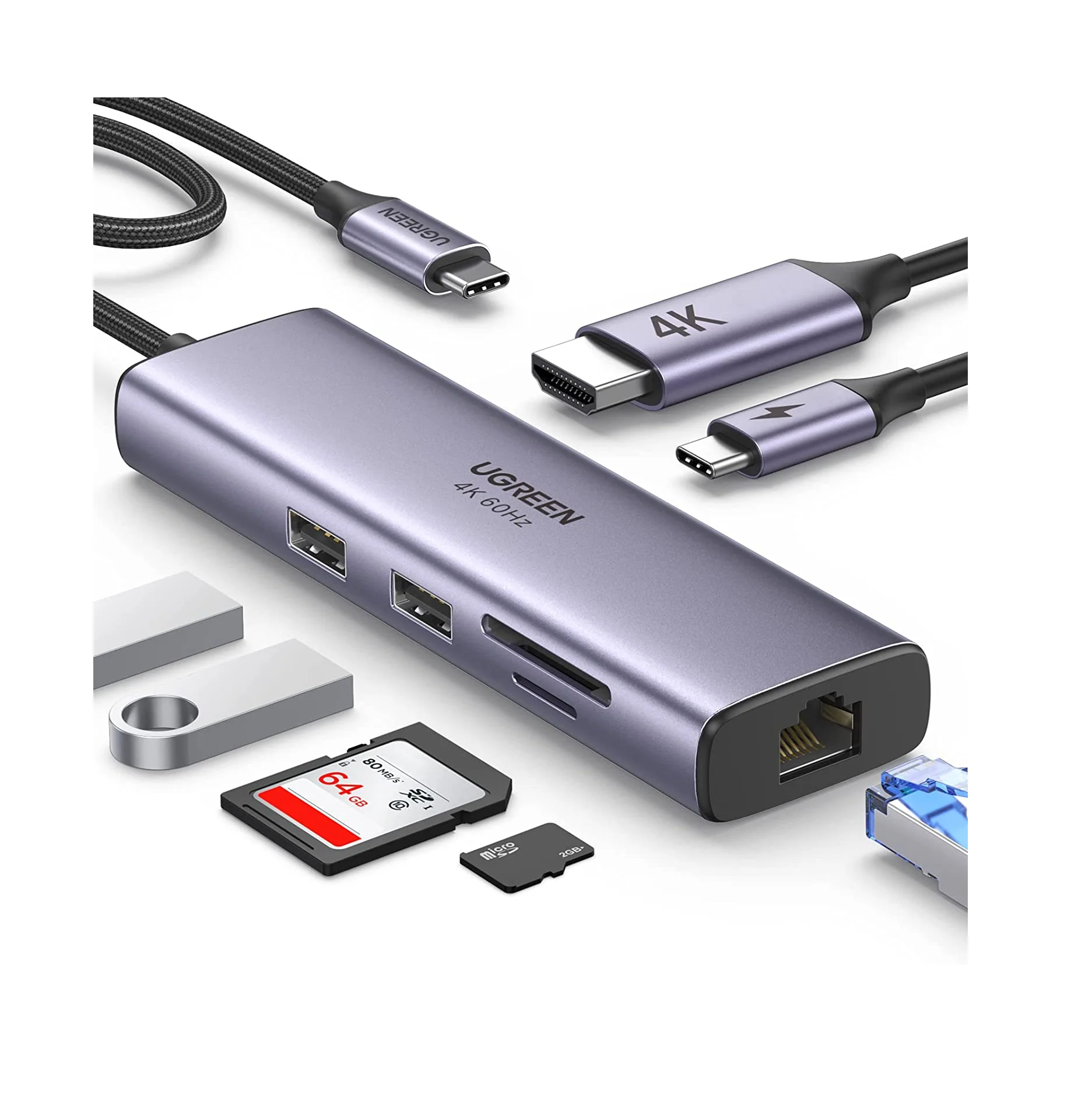 UGREEN USB C Hub 7 In 1 Multi Ports hub Fast Speed Phone laptop type c usb docking station to TF SD card reader
