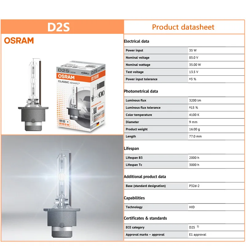 Osram Hid D3s 4150k 66340 Bulb (35w) : : Car & Motorbike