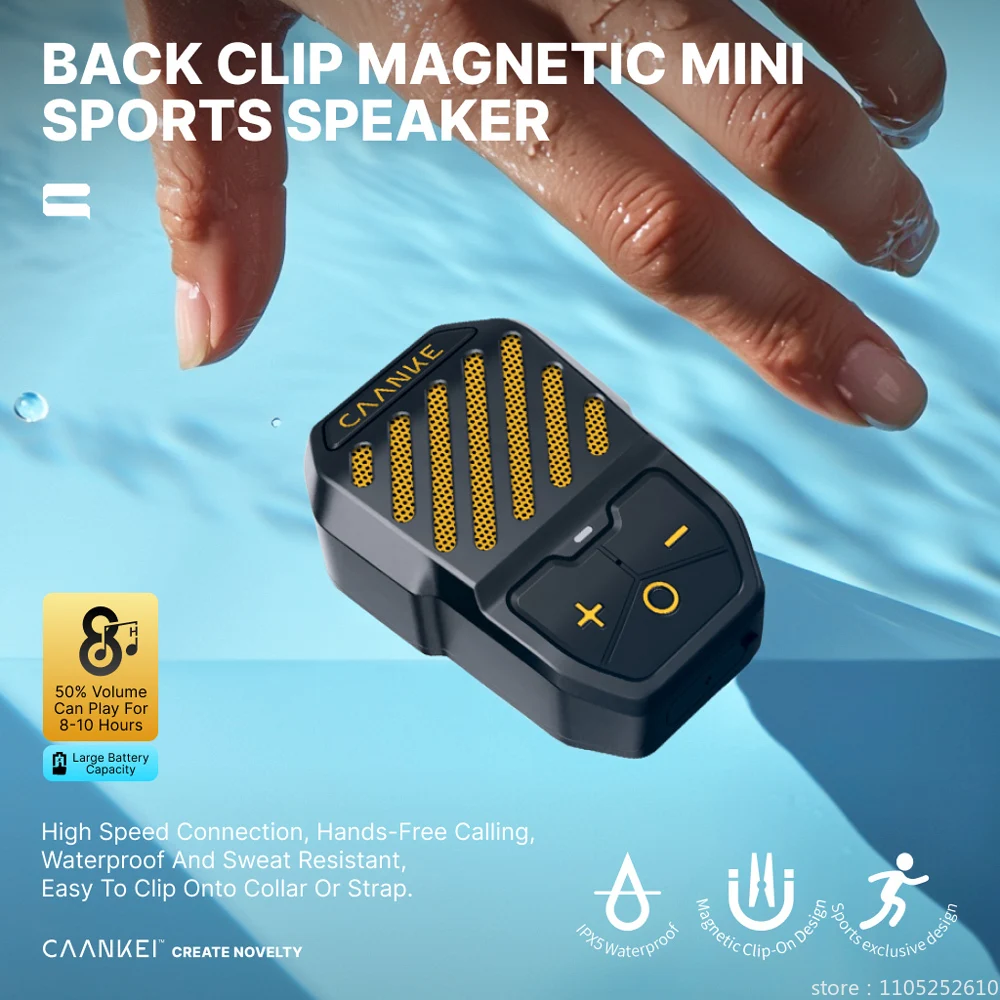 Compact Waterproof Portable Bluetooth Speaker with Built-in Microphone and Clip