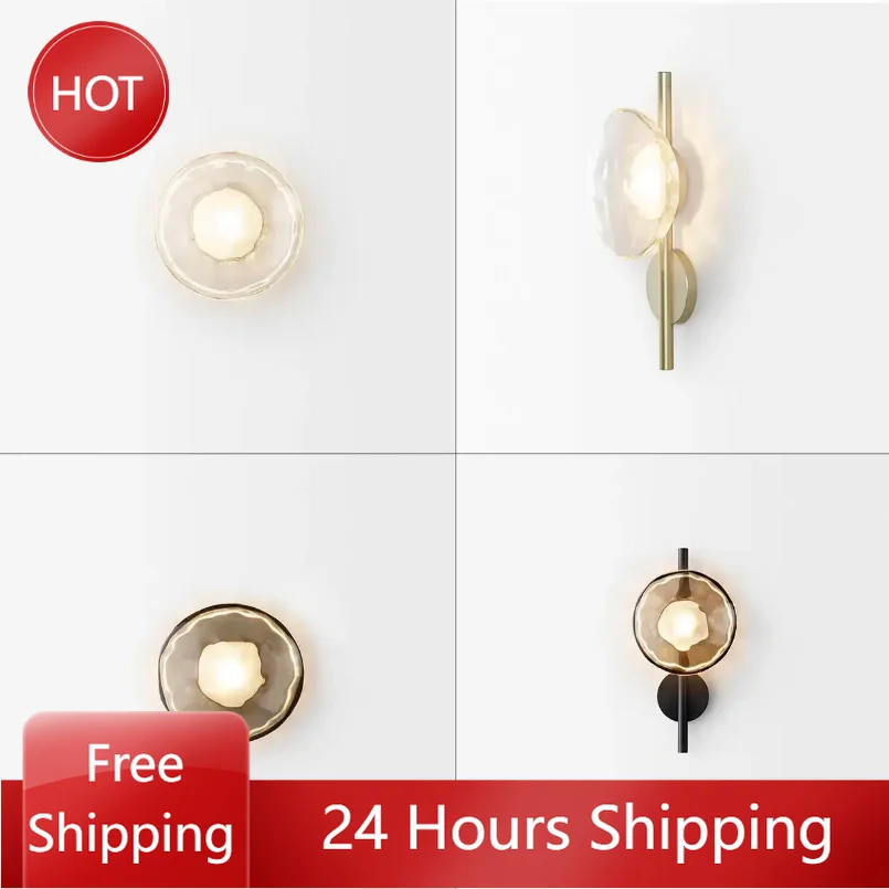 Glass Led Wall Mounted Lamp for Bedroom Bedside Hotel Living Room Hallway Bathroom Decoration Sconce Light Background Modern