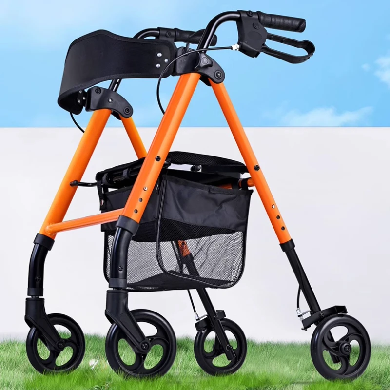 Heavy Duty Rollator Walker Load for 158kg,Lightweight Folding Bariatric Rolling Walker with Extra Wide Seat Elderly Walking Aids 6