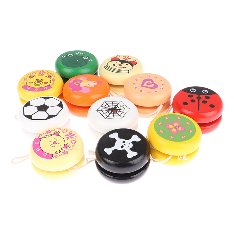 

Cute Animal Prints 5cm wooden yo-yo Cable sliding up and down Ladybug Toys Creative Toys For Children