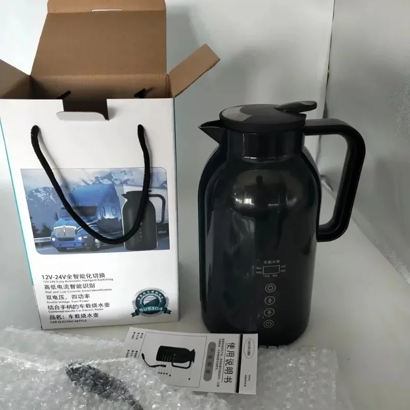 Car Hot Kettle 1300ML Water Boiling Cup 12V/24V Temperature Control LCD Display 304 Stainless Steel for Vehicle Travel Coffee 6