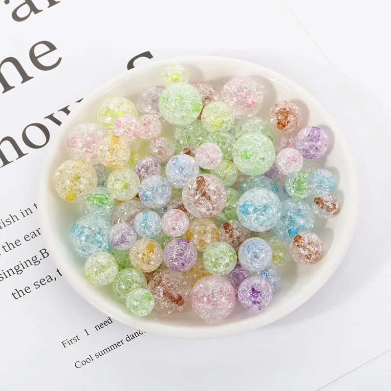 8mm Crack Glass Beads Pretty Round Handcrafted Crack Beads multiple colored  beads Assortment Set for Jewelry Making B