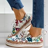 Women Sneakers Elegant Floral Printed Lace Up Female Flat Shoes Fashion Round Toe Lady Vulcanized Shoes Femme Casual Shoes 1