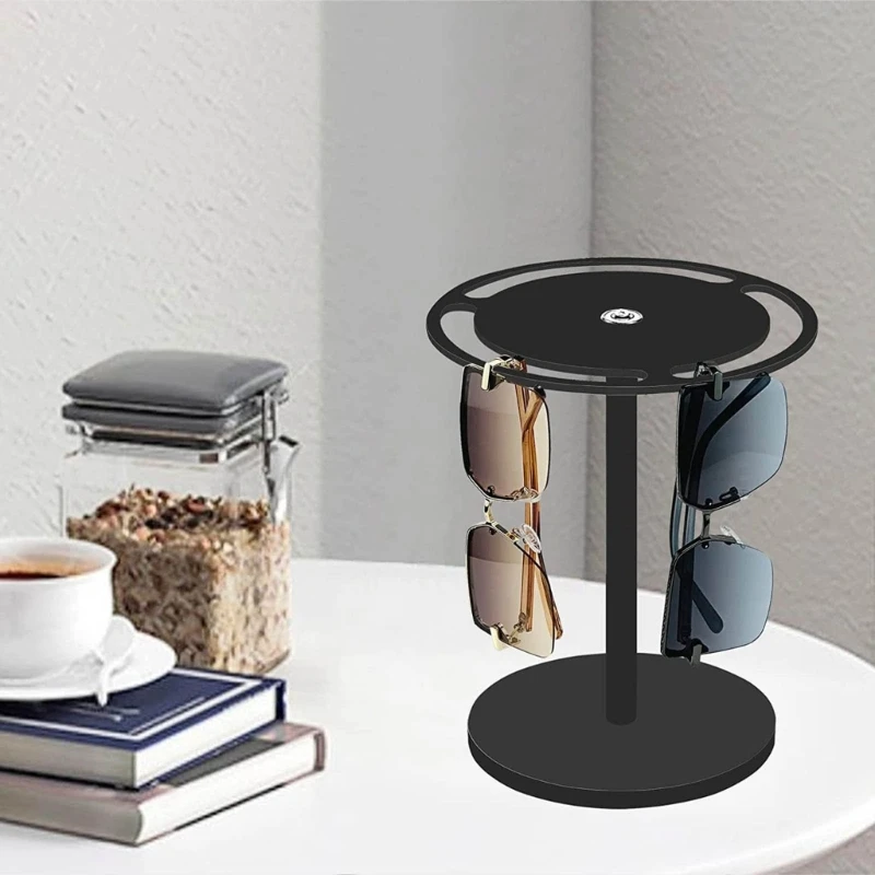 

360° Rotating Glasses Display Stand Black Glasses Desktop Display Stand Sunglasses Holder Stand for Home Store Displays E0BE