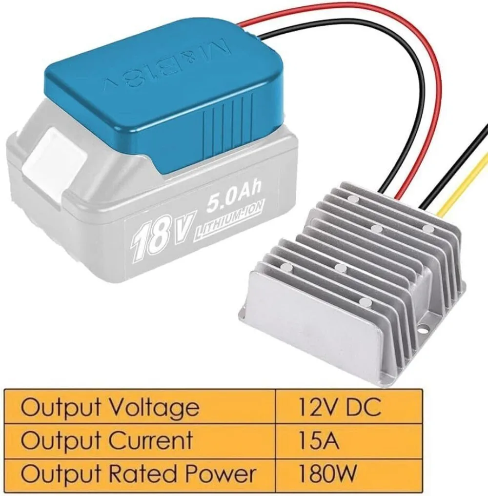 Voltage Regulator 15A 180W 18V To 12V Step Down Converter Aadpter for Makita 18V Li-ion Battery Power Wheel Inverter Buck Boost