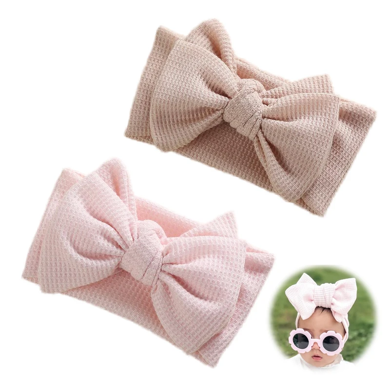 Baby Girl Headband Set Girls Bow Knotted Hair Bands Soft Knitted Kids Headwear Newborn Turban Baby Hair Accessories 2Pcs