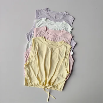 Yoga Suit, Women's Summer Thin Breathable Loose Sports Vest T-shirt Running Training High-end Feeling Temperament Fitness Suit