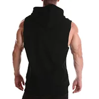 New Gyms Clothing Mens Bodybuilding Hooded Tank Top Soild Color Sleeveless Vest Sweatshirt Fitness Workout Sportswear Tops Male - Image 5