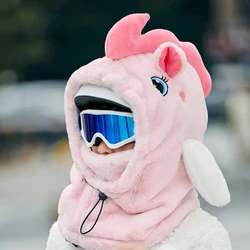 Unicorn Ski Helmet Cover Cartoon Neck Warmer Winter Hat Comfortable Skiing Head Warmer Cute Ski Helmet Hood Ski Accesories