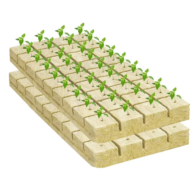 

50Pcs Stonewool Hydroponic Grow Media Starter Cubes Plant Cubes Soilless Substrate Seeded Rock Wool Plug Seedling Block