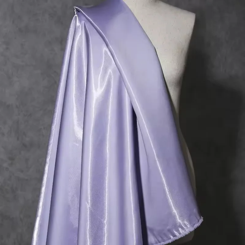 Blue Luxury Glossy Metallic Reflective Satin Fabric for Fashion and Formal Wear