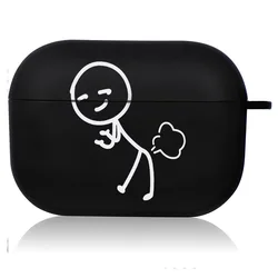 Creative Line Art Black Airpod Case - Cute Cartoon Design - Airpods 1 2 (25)