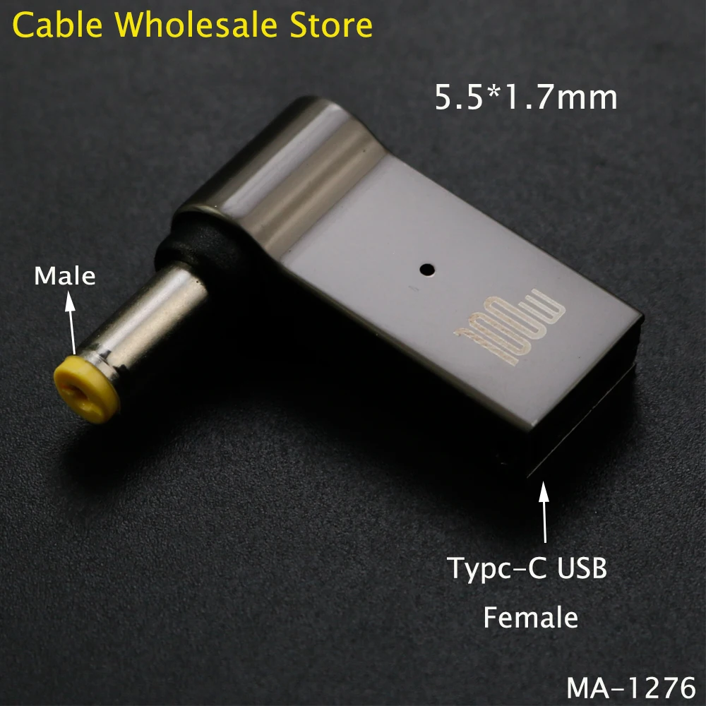 100W USB-C to DC Power Adapter Converter for Universal Laptop Charging