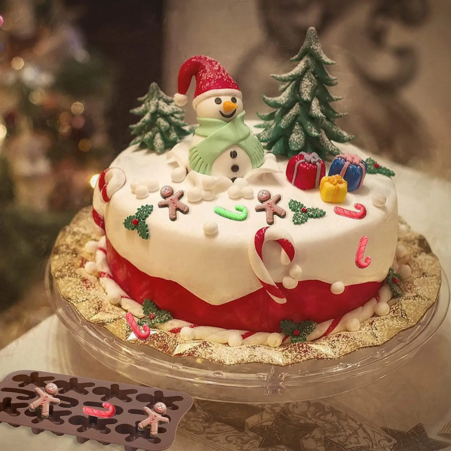 Moule Silicone Noël 25 Cavités - Sapin, Bonhomme Pain D'épices, Père Noël - Pour Chocolat, Biscuits, Gelée