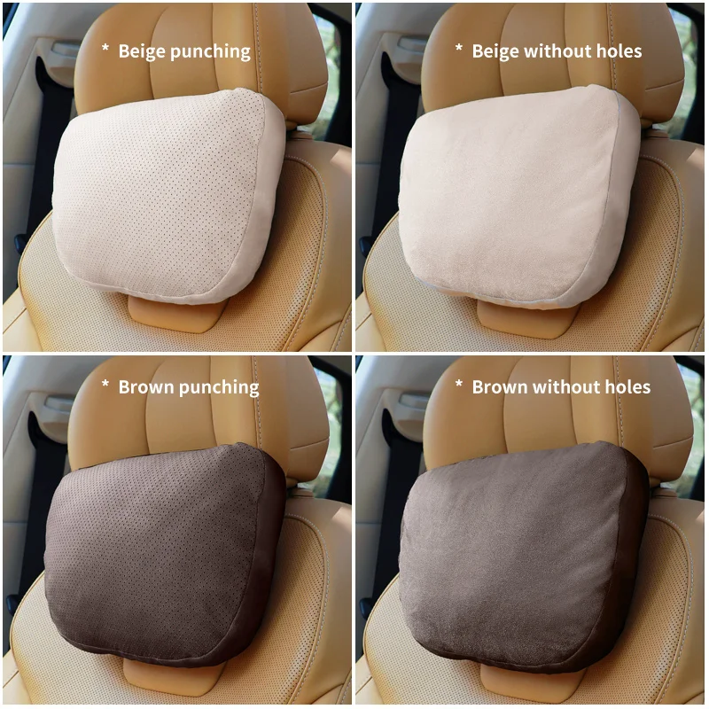 마이크로스웨이드 자동차 헤드레스트, 사계절용 초부드러운 목베개 한 쌍, BMW, 테슬라, 메르세데스-벤츠 자동차 시트 헤드레스트.