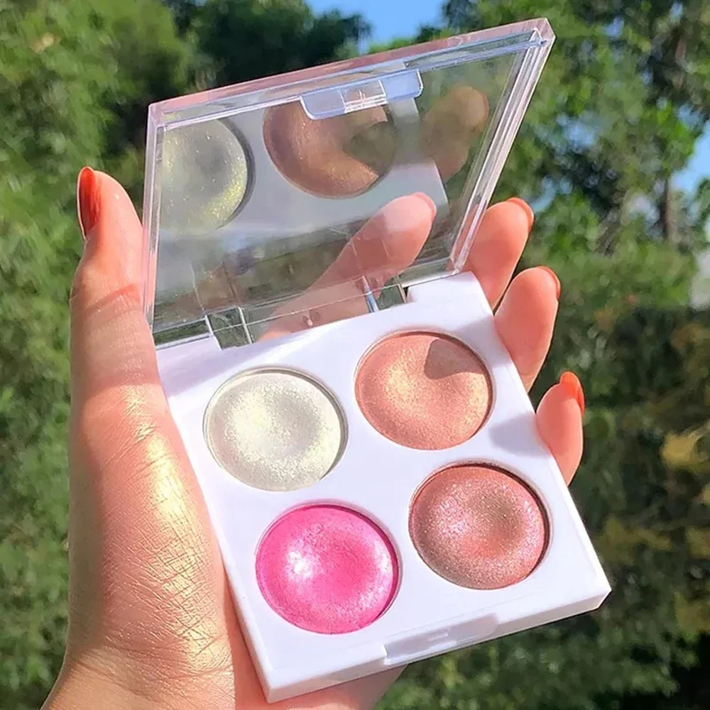 CustomBulk4colorChameleonHighlighterPrivateLabelHighglossMakeupPaletteThree