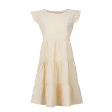 

Nice Women Dress Retro Vintage Short Sleeve Solid Dress Summer Skirt Women Gown