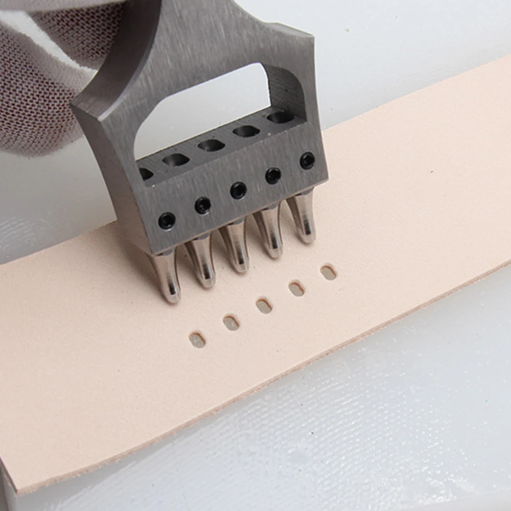 Leather Punch Tool Craft Watch Band Strap Oval Hole Puncher Stitching 5 Prong Eyelet Cutter Head Removable Chisel Stainless steel leather hole punch leather craft tools leather puncher