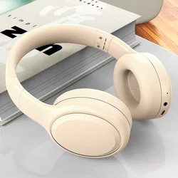 Wireless Bluetooth 5.3 Over - Ear Foldable Headphones with Mic and Music Playback Options (Beige)