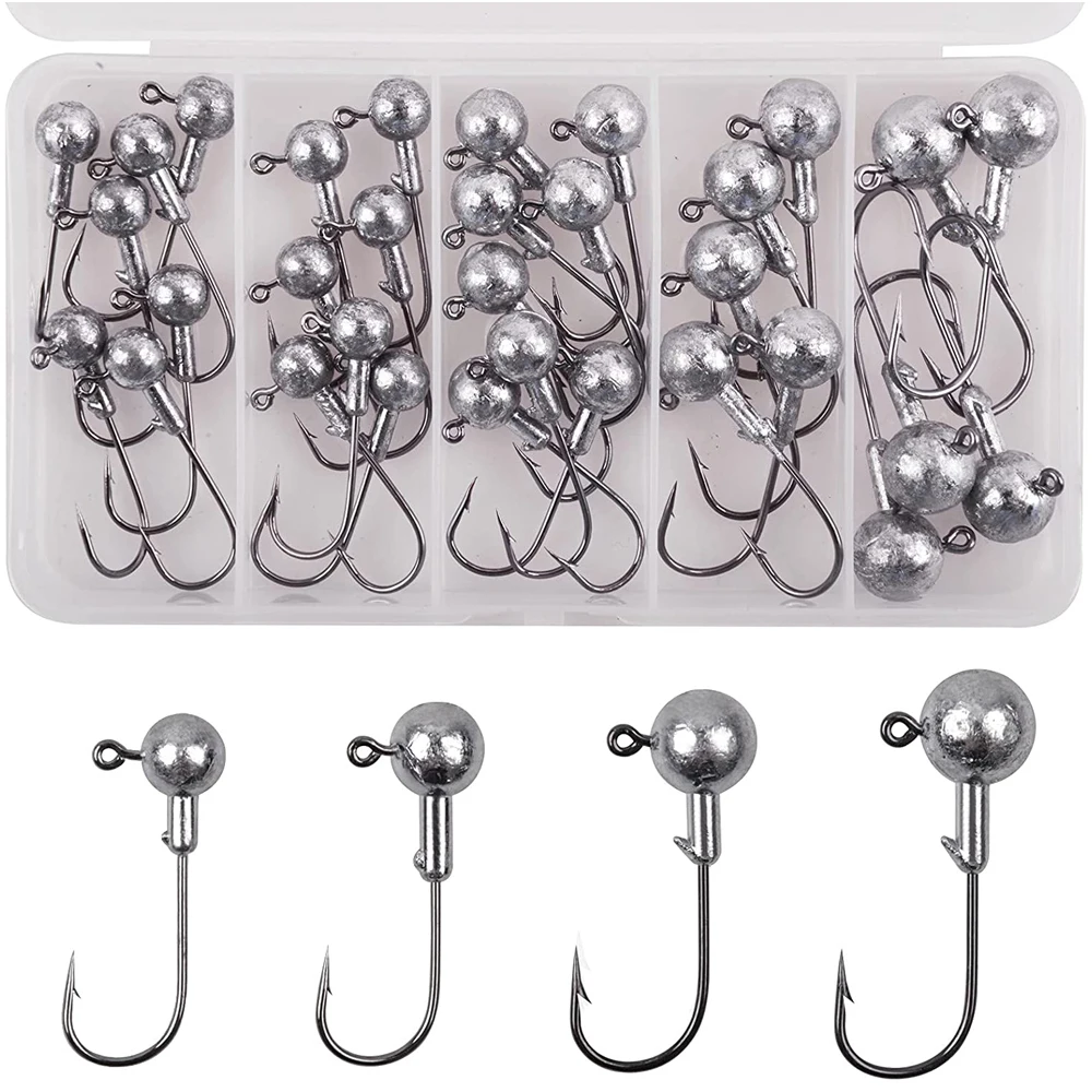 Goture Round Jig Head, Lead Jig Head Hooks for Freshwater Saltwater Fishing